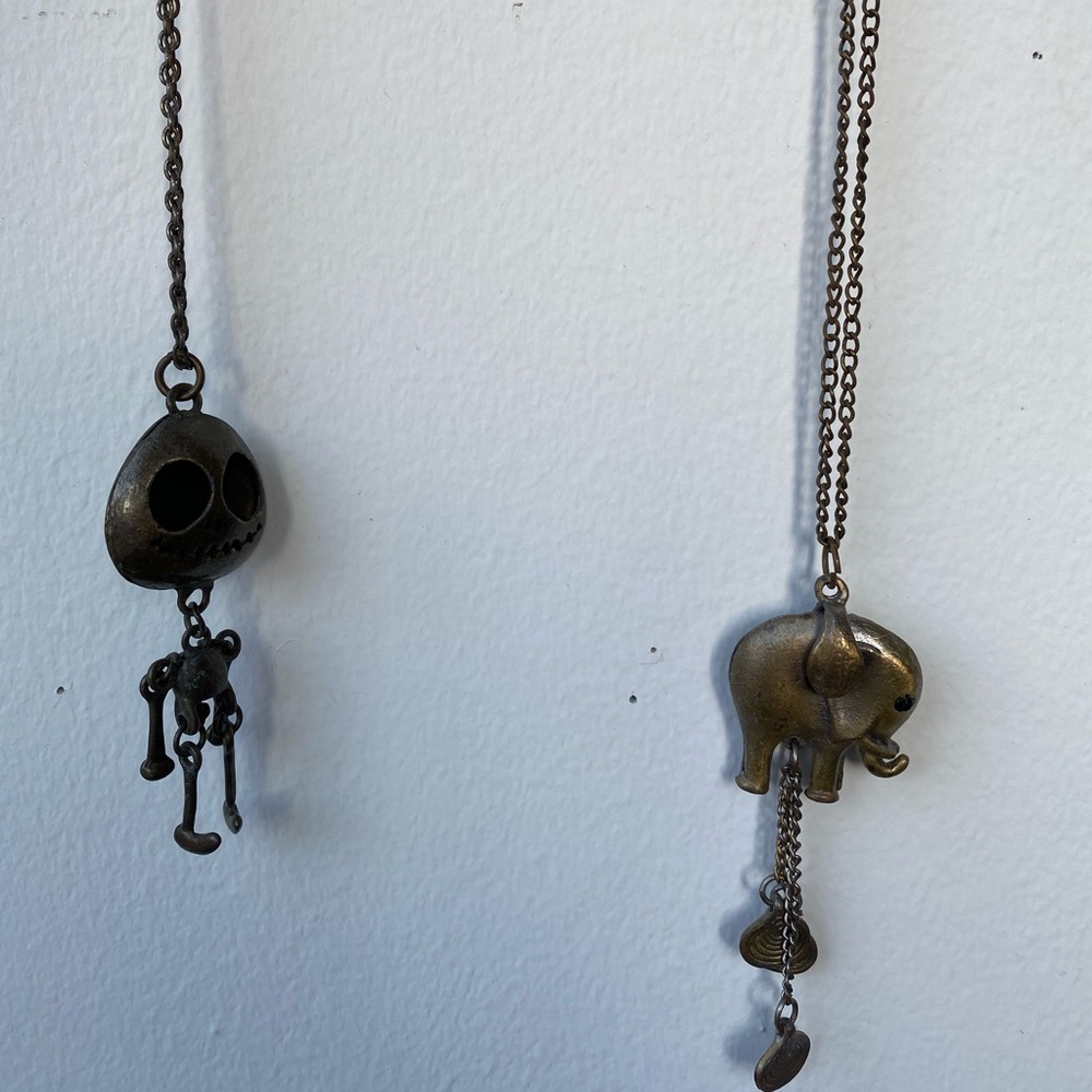 Elephant and Skeleton long necklaces